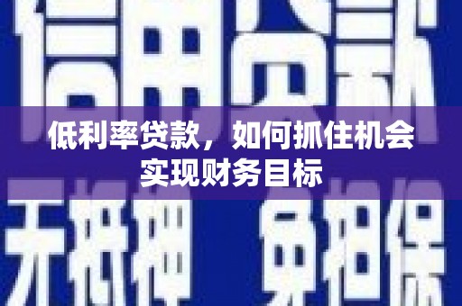 额敏低利率贷款，如何抓住机会实现财务目标