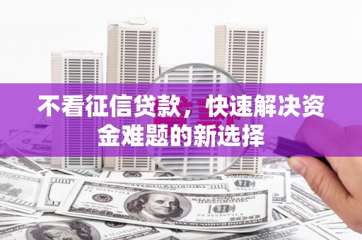 额敏不看征信贷款，快速解决资金难题的新选择