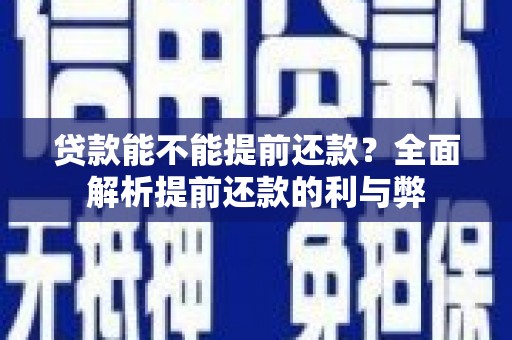 额敏贷款能不能提前还款？全面解析提前还款的利与弊