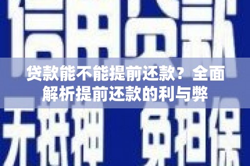 额敏贷款能不能提前还款？全面解析提前还款的利与弊