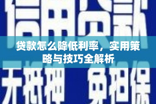 额敏贷款怎么降低利率，实用策略与技巧全解析